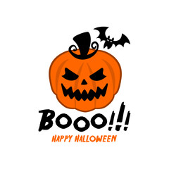 Pumpkin and Bats Logo Design Illustration suitable for Logo, Background or Ornament Design 01