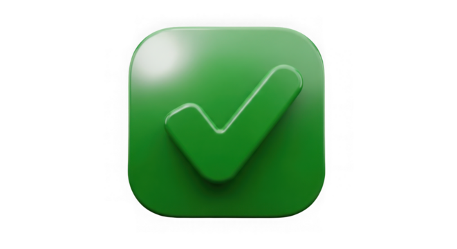 3d Green Checkmark Button Icon