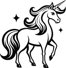 Obraz premium Unicorn With Sparkling Decorative Mane