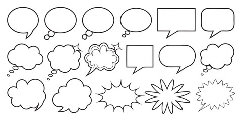 Fototapeta premium Speech bubble collection. Set of speech bubble. Speech bubble comic. Line art speech bubbles. speech bubble comic signs. 