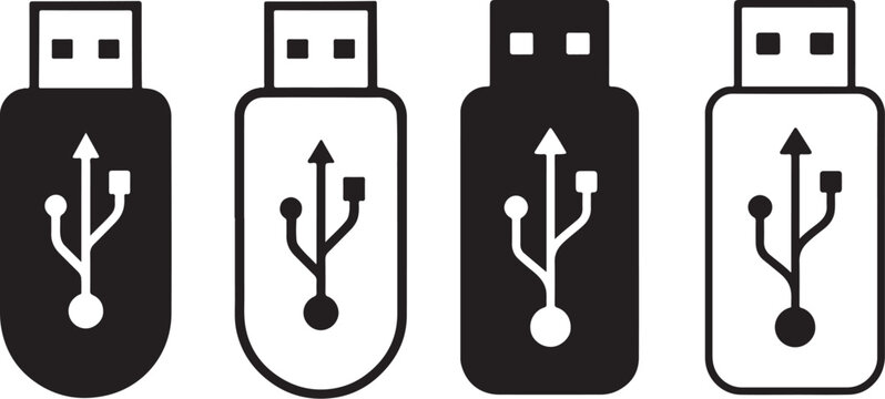 USB Flash Drive Icon – Vector Symbol on Transparent Background
