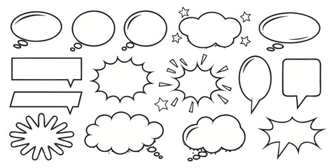 Fototapeta premium Speech bubble collection. Set of speech bubble. Speech bubble comic. Line art speech bubbles. speech bubble comic signs. 
