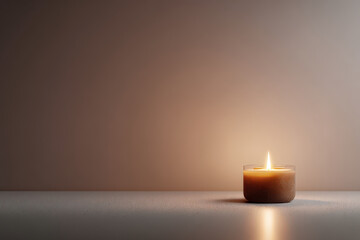 stunning photograph single candle flickering softly against clean background