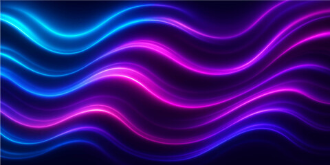 An abstract digital art illustration of flowing blue and purple light waves with a soft, curving line pattern creates a unique wallpaper