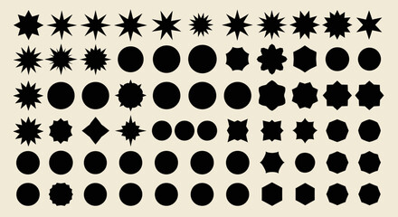 Fototapeta premium Geometric shapes and starbursts in a symmetrical pattern for design elements and branding