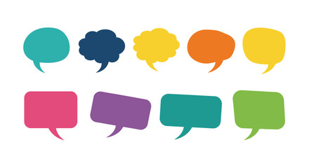 Colorful speech bubble icons for communication, design, and creative concept presentations