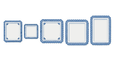 Elegant blue ornate frames perfect for invitations, announcements, or adding a stylish touch