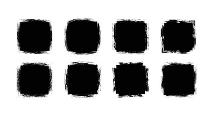 Black brush stroke frames on white background for design or branding projects, modern aesthetic