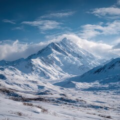 Fototapeta premium white snow mountain landscape Alaska