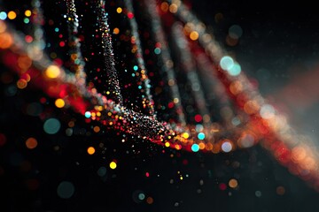Abstract DNA helix with colorful particles