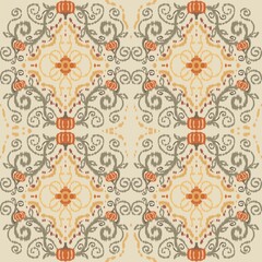 Autumn Fall Ikat Digital Seamless Background for Fabric, Scrapbook, Party Decor