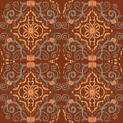 Autumn Fall Ikat Digital Seamless Background for Fabric, Scrapbook, Party Decor