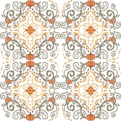 Autumn Fall Ikat Digital Seamless Background for Fabric, Scrapbook, Party Decor