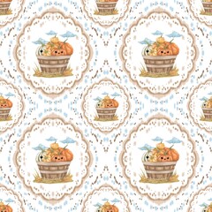 Autumn Fall Ikat Digital Seamless Background for Fabric, Scrapbook, Party Decor