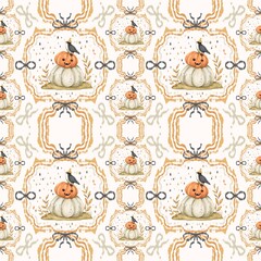 Autumn Fall Ikat Digital Seamless Background for Fabric, Scrapbook, Party Decor