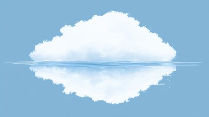 Serene Cloud Reflection: A Minimalist Landscape of Sky and Water Harmony and Peace