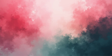 Colorful watercolor splashes of blue, red, and orange create a cloud-like abstract backdrop with a smoke texture