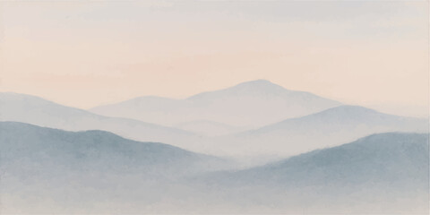 Misty mountain landscapes with clouds and fog at sunrise