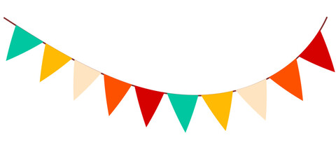 Festive flag garland vector illustration. Retro bunting in simple flat style, isolated on white background.