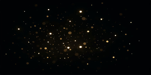 Dark winter night sky with glowing stars and sparkling blue snowflakes