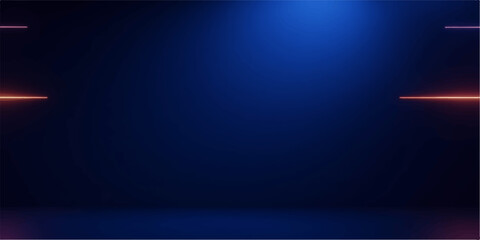 Vibrant blue and black digital motion background with a single spotlight illuminating a dark stage