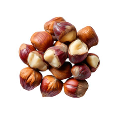 Obraz premium Fresh, shelled hazelnuts ready for baking, cooking, or snacking, perfect for food blogs, recipe books, and healthy lifestyle content