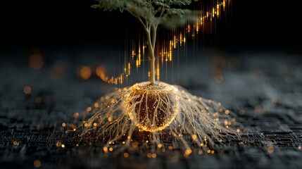 A powerful metaphor for investment, financial growth, and nurturing a startup. This image beautifully combines natural and technological elements to represent growth in the digital age. 