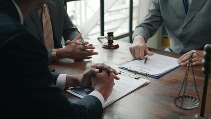 Negotiation meeting among legal professionals office setting business discussion indoor environment close-up view  - Powered by Adobe