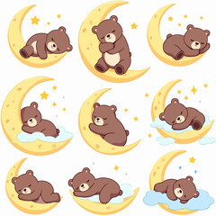 Cute seamless animal pattern with teddy bears 