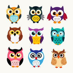 Fototapeta premium set of owls