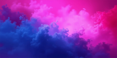 Beautiful summer day with bright sunlight on fluffy white clouds in the clear blue sky