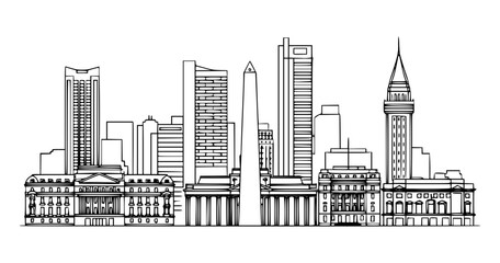 Fototapeta premium Buenos Aires, Argentina Vector Line Art