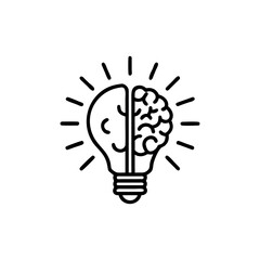 Creative Idea Lightbulb with Brain