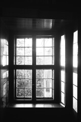 Black and white window with soft light and shadows