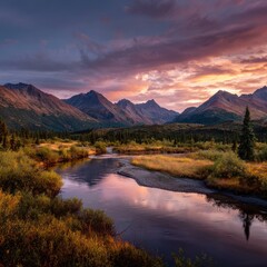 Obraz premium wide angle Alaska wilderness wallpaper