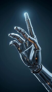 Futuristic Robotic Hand Showcasing Metallic Joints and Sleek Design, Symbolizing Innovation and Advanced Technology in Robotics