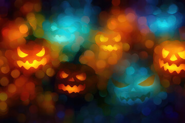 Abstract colorful Halloween background. Ai generative art
