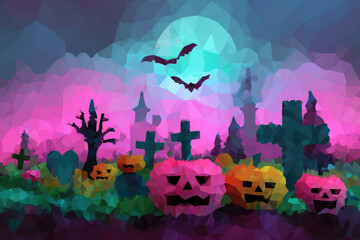 Colorful Halloween background. Ai generative art