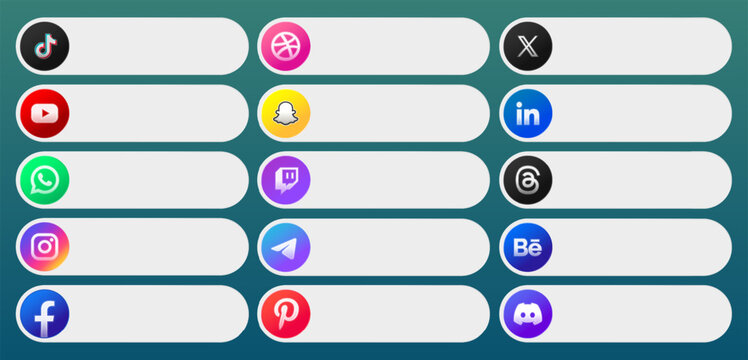 Collection of modern social media lower third icons template