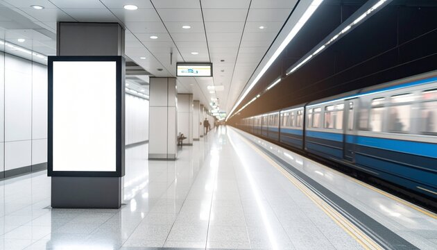 empty billboard in a subway station airport template