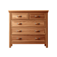 Wooden dresser with drawers and metal handle hardware