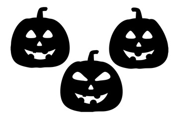 Halloween pumpkin silhouette vector jack o lanterns scary spooky october autumn holiday season party decoration on transparent background