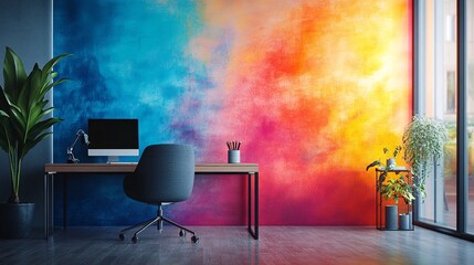 creative workspace backdrop of abstract canvas corner, soft ambient light, bright and vivid, productive feel