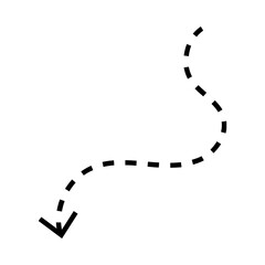 Dotted Arrow Path Showing Directional Guidance on a White Background, Simple Graphic Element for Navigation or Flow Visualization