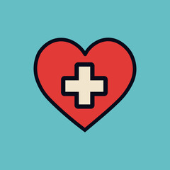 Obraz premium Health Heart Vector Icon