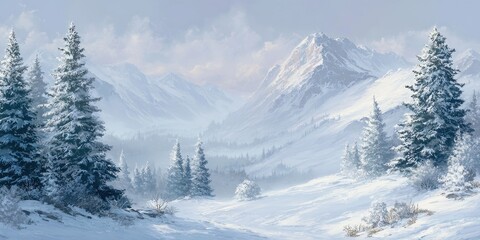 Snowy Mountain Winter Landscape