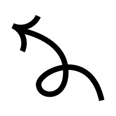 Curving upward black arrow, hand drawn with a smooth, flowing line, indicating direction and progress