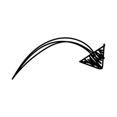 Hand drawn curved arrow illustration.