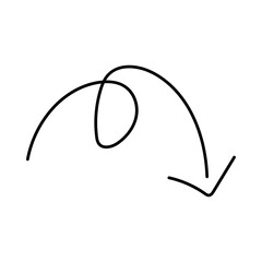 Hand Drawn Downward Arrow with Loop.