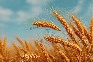 Golden Wheat Field Under a Blue Sky